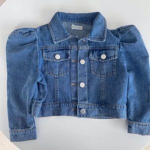 girls “ puff shoulder “ jean jacket